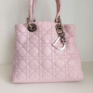 SOLD DIOR Soft Lady Dior Pink Cannage Leather Small Tote Bag